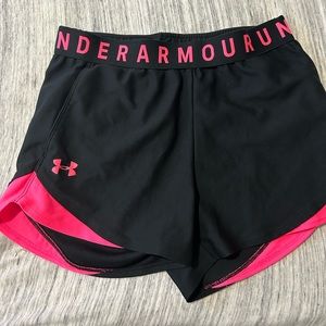 Hot pink and black under armour shorts xs